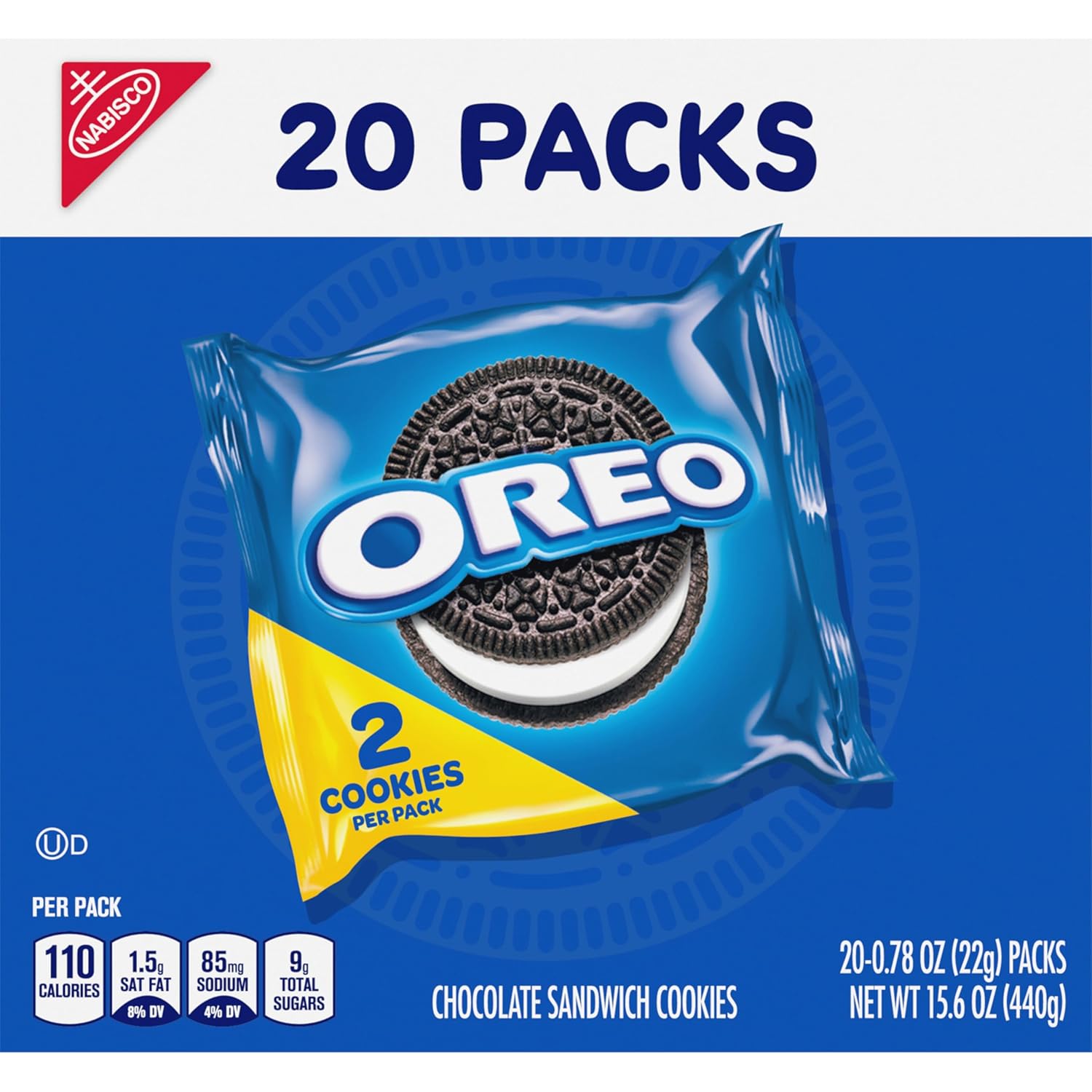 OREO Sandwich Cookies Mini Packs – Holiday Stocking Stuffers and Classroom Valentine Treats, 20 Kosher Single-Serve Packs
