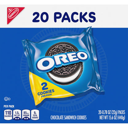 OREO Sandwich Cookies Mini Packs – Holiday Stocking Stuffers and Classroom Valentine Treats, 20 Kosher Single-Serve Packs