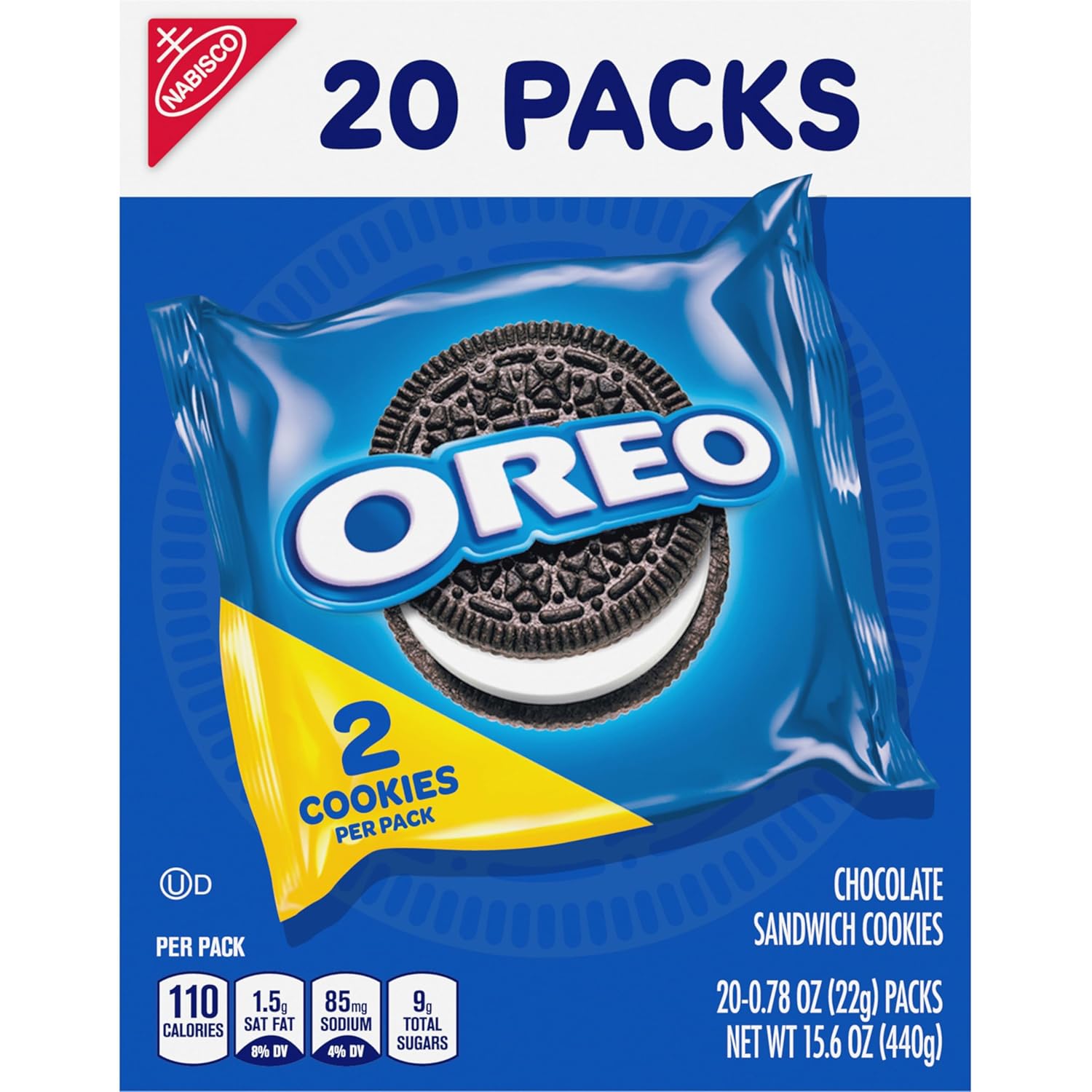 OREO Sandwich Cookies Mini Packs – Holiday Stocking Stuffers and Classroom Valentine Treats, 20 Kosher Single-Serve Packs
