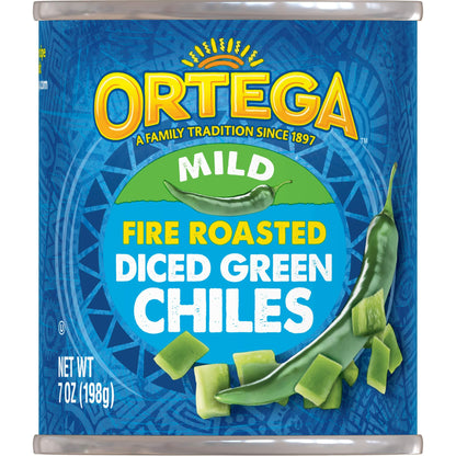 Ortega Mild Diced Green Chiles 7 oz — Space-Saving Shelf-Stable Can for Organized Pantries