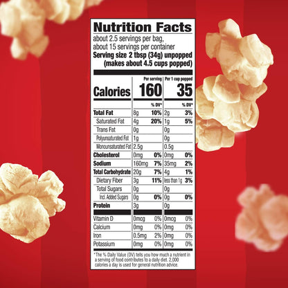 Orville Redenbacher's Kettle Corn Popcorn – Light, Non-Greasy Snack for Apartment Pantry
