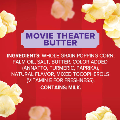 Orville Redenbacher's Microwave Popcorn + Tub, Movie Theater Butter – Calming Single-Serve Snack for Self-Care Nights In