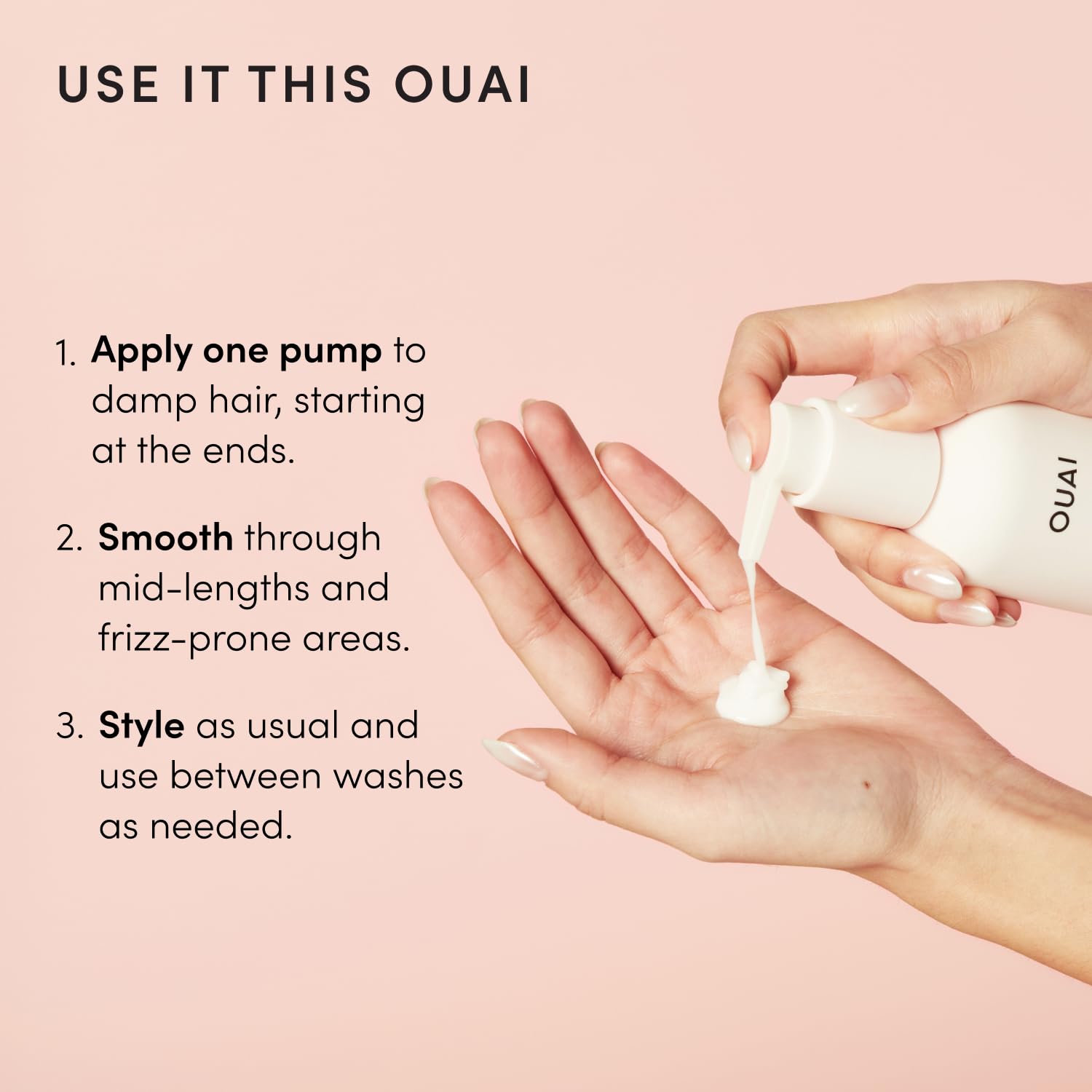 OUAI Anti Frizz Cream - Quick One-Pump Hair Styling for Home Office Mornings and Focused Routines