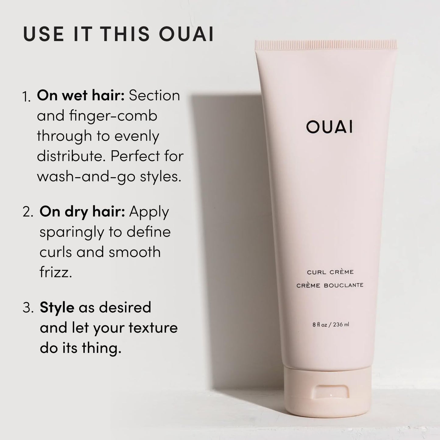 OUAI Curl Cream - Hydrating Curl Defining Cream for Frizz-Free Coils, Self-Care Haircare for the Wellness Routine