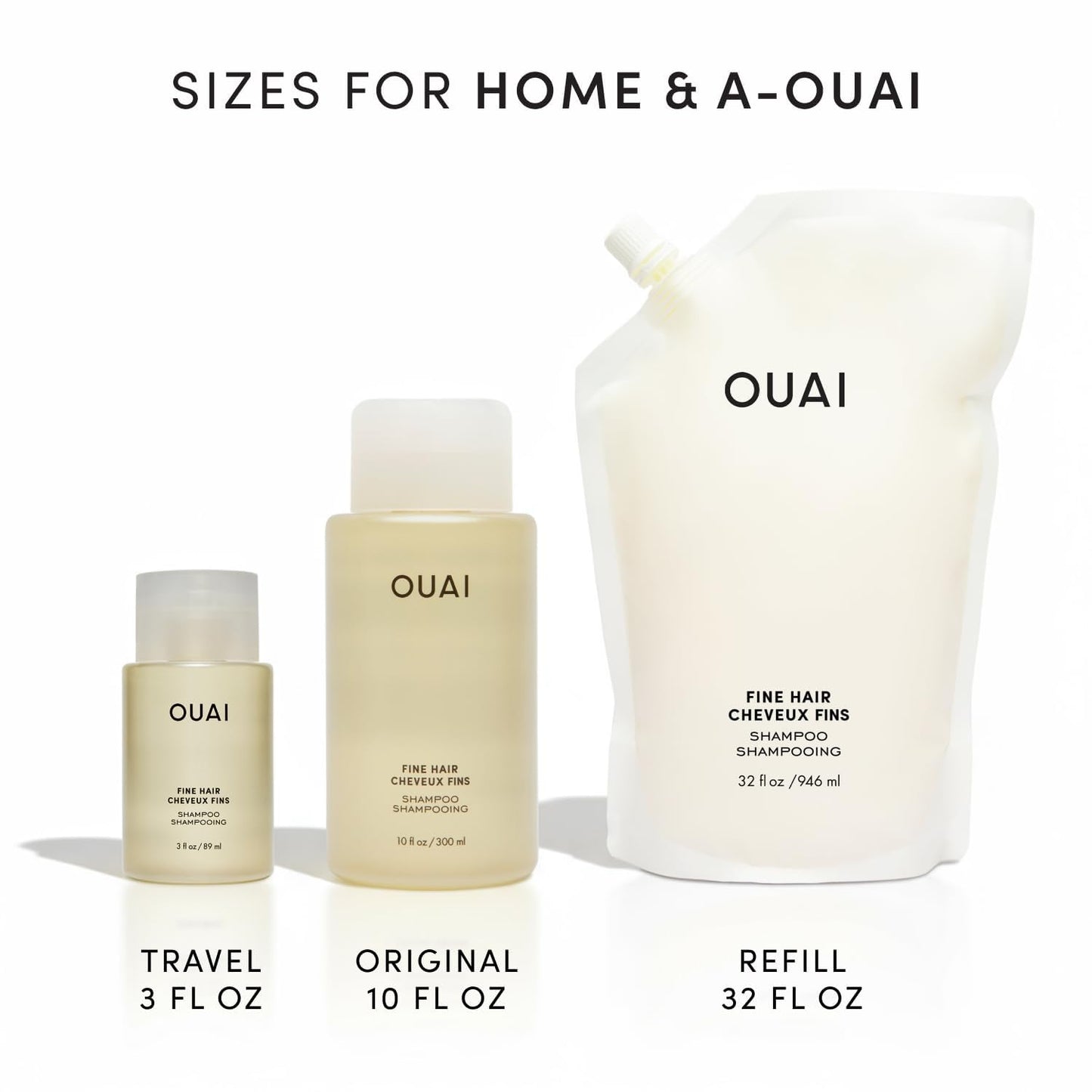 OUAI Fine Hair Shampoo - Travel Size Volumizing Shampoo for the Carry-On Toiletry Kit, TSA-Friendly Fine Hair Wash