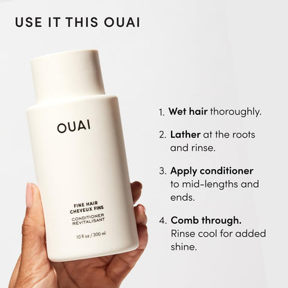 OUAI Fine Shampoo and Conditioner Set - TSA Travel Size Volumizing Duo for the Carry-On Weekend Bag