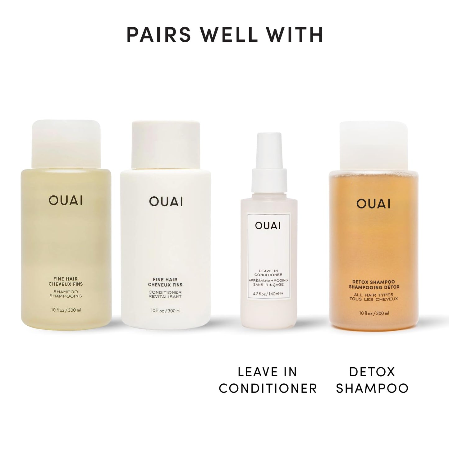 OUAI Fine Shampoo and Conditioner Set - TSA Travel Size Volumizing Duo for the Carry-On Weekend Bag