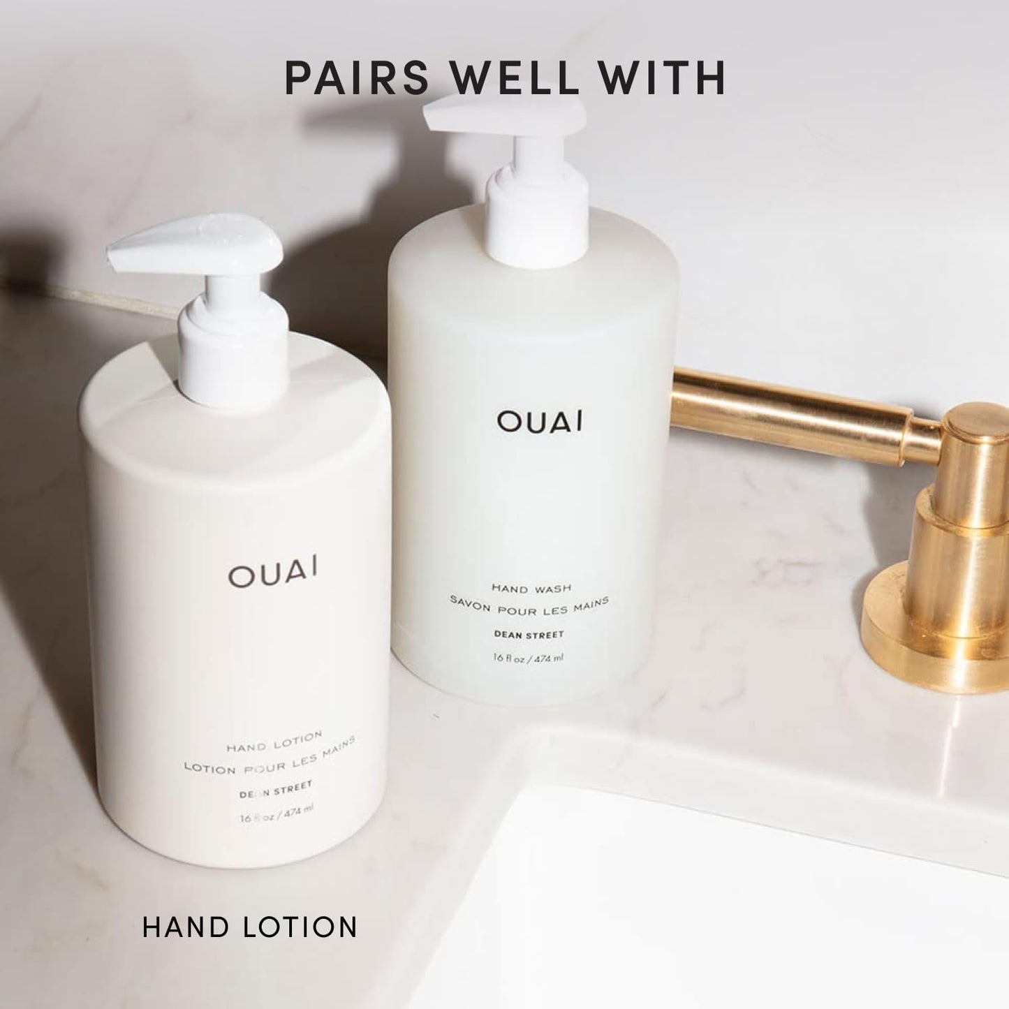 OUAI Hand Wash, Dean Street - Premium Exfoliating Hand Soap for Elevated Bathroom Counter, Spa-Grade Skin Replenishment