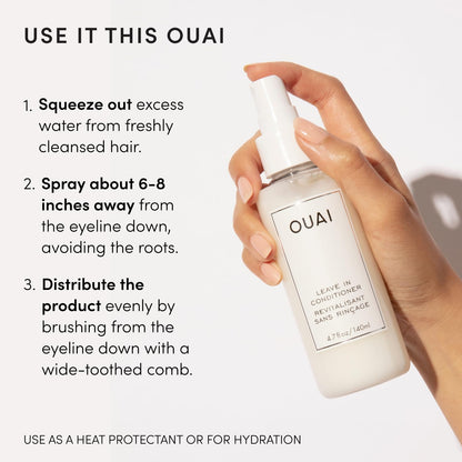 OUAI Leave In Conditioner & Heat Protectant – TSA Approved Travel Size for Carry-On and Hotel Stays