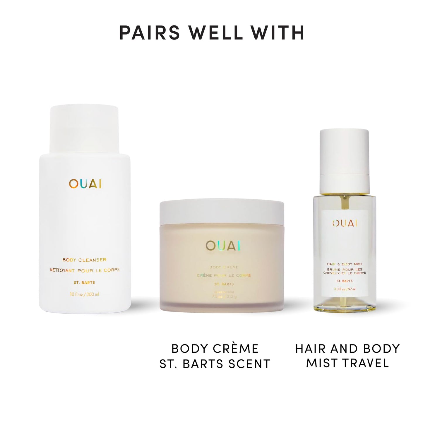 OUAI St. Barts Body Cleanser – Clean Formula Body Wash Safe for Sensitive Skin and Shared Family Bathrooms