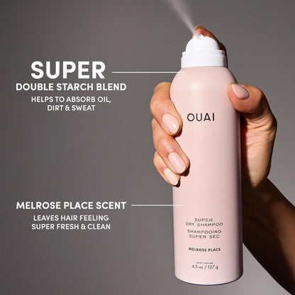 OUAI Super Dry Shampoo - Streamlined Hair Essential for the Uncluttered Vanity, One-Step Root Refresh 4.5 oz