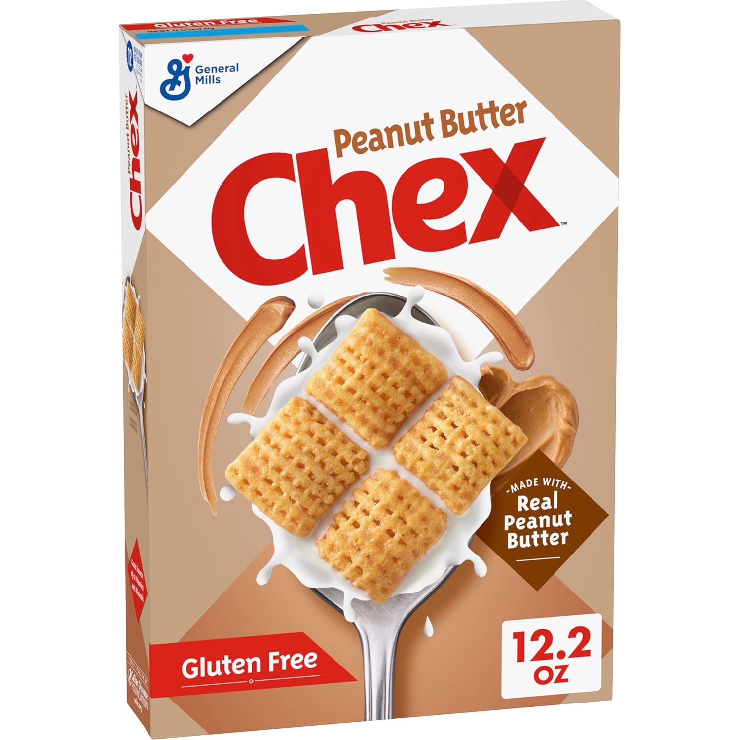 oven-toasted whole grain rice in crunchy lattice-square shape that resists sogginess in milk and recipes