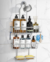 [Brand] No-Drill Shower Caddy for Rental Bathrooms, Adhesive Pads Protect Tile and Walls