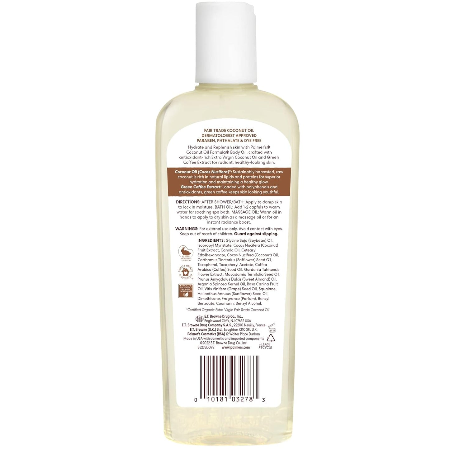 Palmer's Coconut Oil Body Oil Spray – Thoughtful Birthday Gift for Her, Pack of 5, 48-Hour Moisture