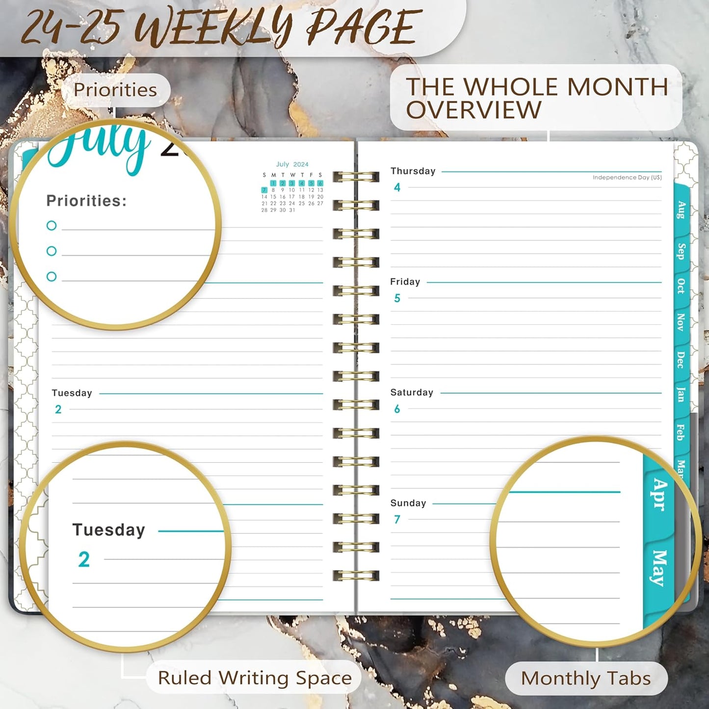 PAPERIAN 2024 Planner – Business Travel Agenda for Briefcase and Carry-On, A5 Hardcover Weekly Planner