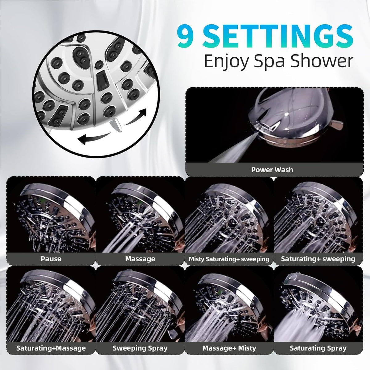 pause mode for water-saving soap-up or shaving