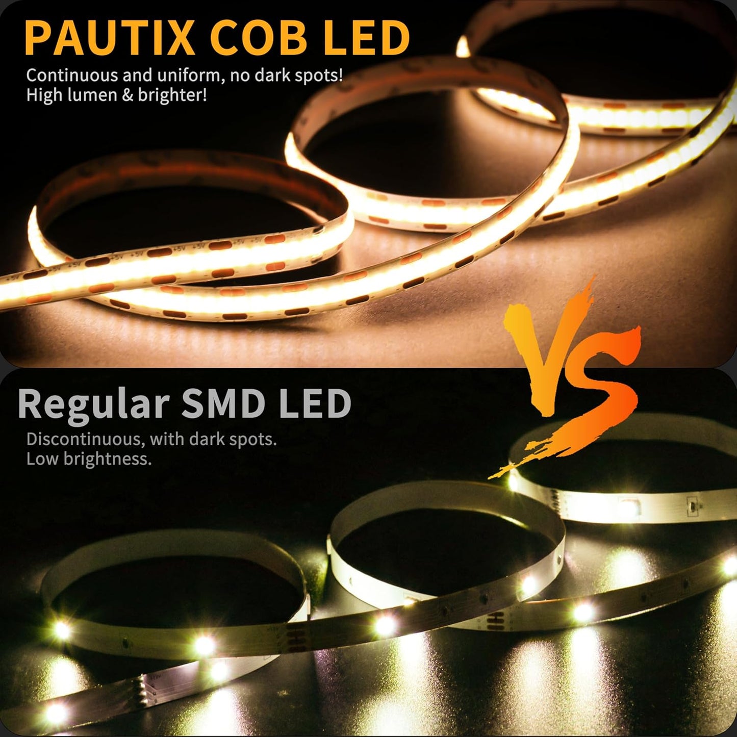 PAUTIX 5V Dimmable COB LED Light – Sleep-Safe Bedside and Nursery Accent Lighting With Memory Dimmer and Low Heat Output