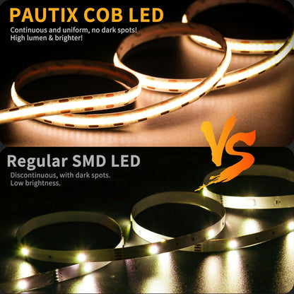 PAUTIX 5V Dimmable COB LED Light – Sleep-Safe Bedside and Nursery Accent Lighting With Memory Dimmer and Low Heat Output