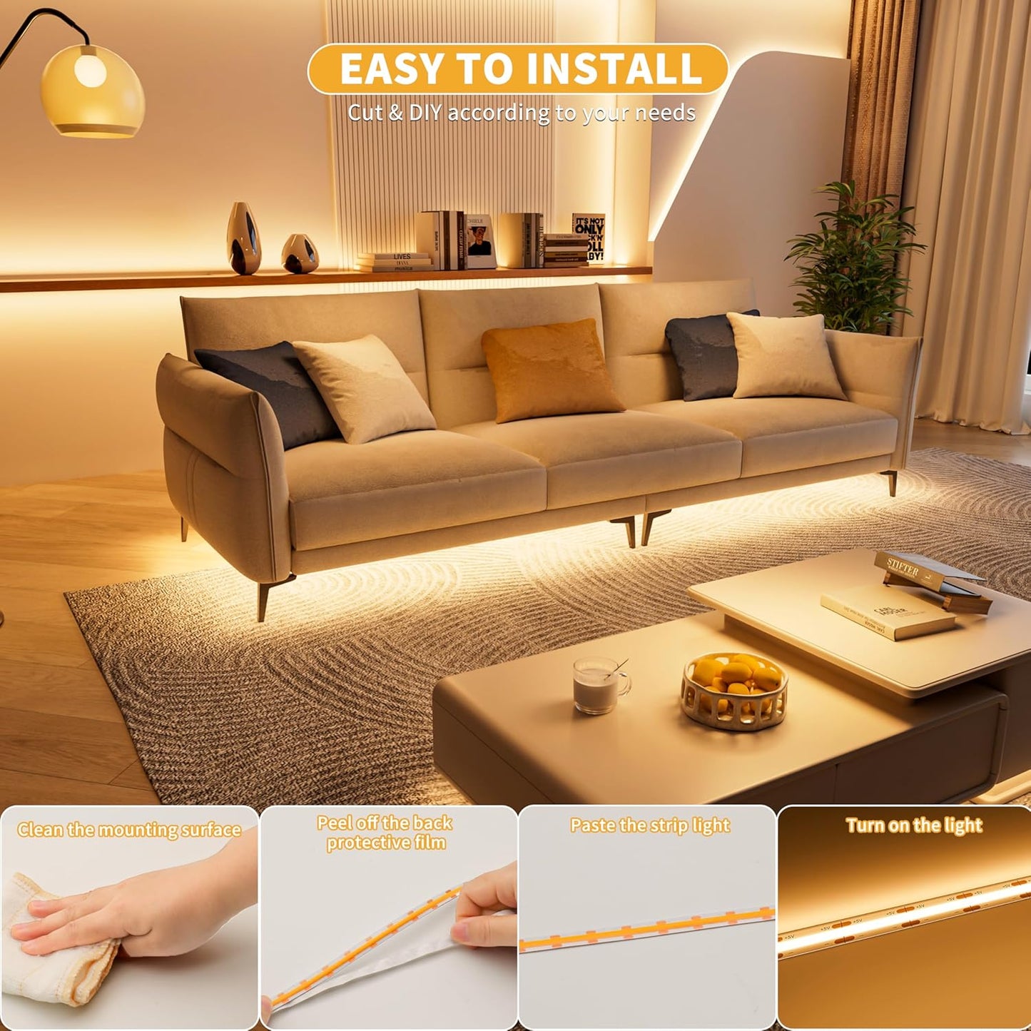 PAUTIX 5V USB COB LED Strip Light – Holiday Gift for Gamer or Movie Lover with Dimmable Ambiance