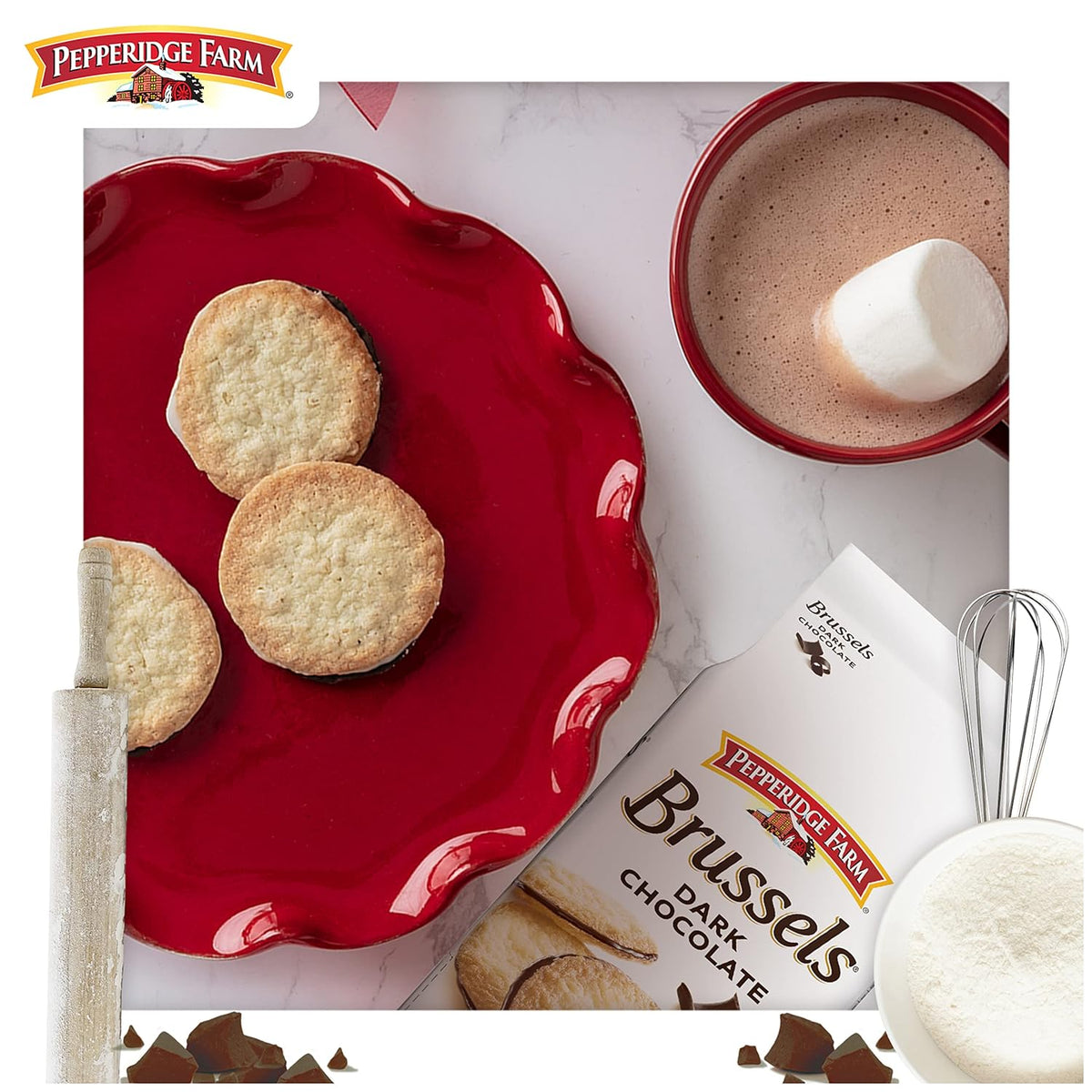 Pepperidge Farm Brussels Dark Chocolate Cookies – Connoisseur's Dark Chocolate Cookie for the Wine Cellar Tasting Room, Elevated Entertaining Accessory