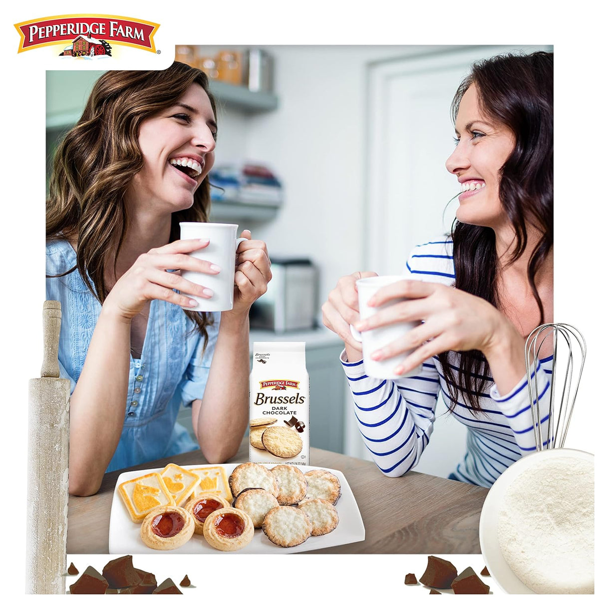 Pepperidge Farm Brussels Dark Chocolate Cookies – Connoisseur's Dark Chocolate Cookie for the Wine Cellar Tasting Room, Elevated Entertaining Accessory