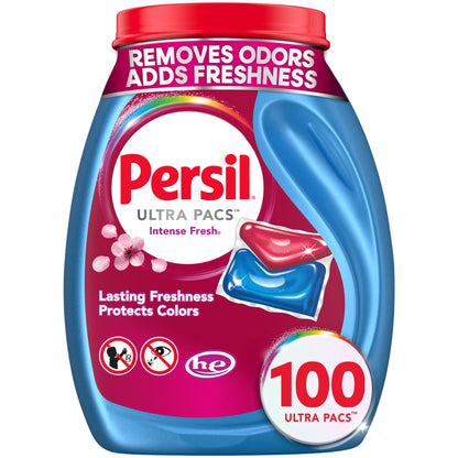 Persil Ultra Pacs Intense Fresh Laundry Detergent – Self-Care Scent Boost for Home Laundry Area, Intense Fresh Everyday Clean 100 Pacs