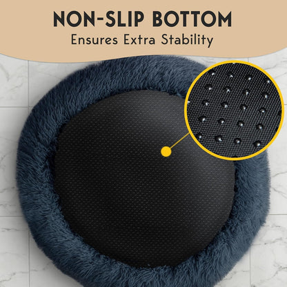 PetJett Anti-Anxiety Donut Dog Bed Medium – Housewarming Gift for Dog Moms, Washable Round Pet Bed in Gift-Ready Style