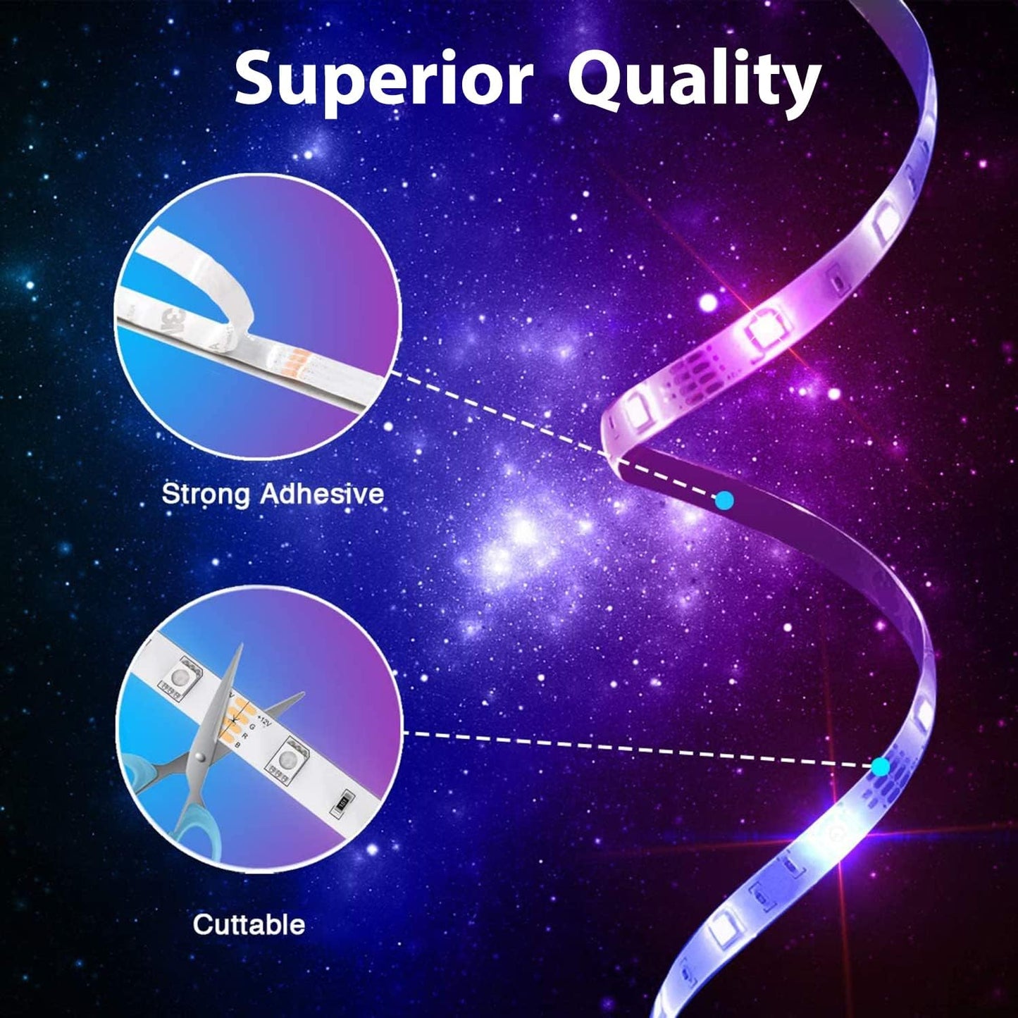PHOPOLLO RGB LED Strip Lights – Bedroom Aesthetic Decor with 16 Million Colors and Remote Control