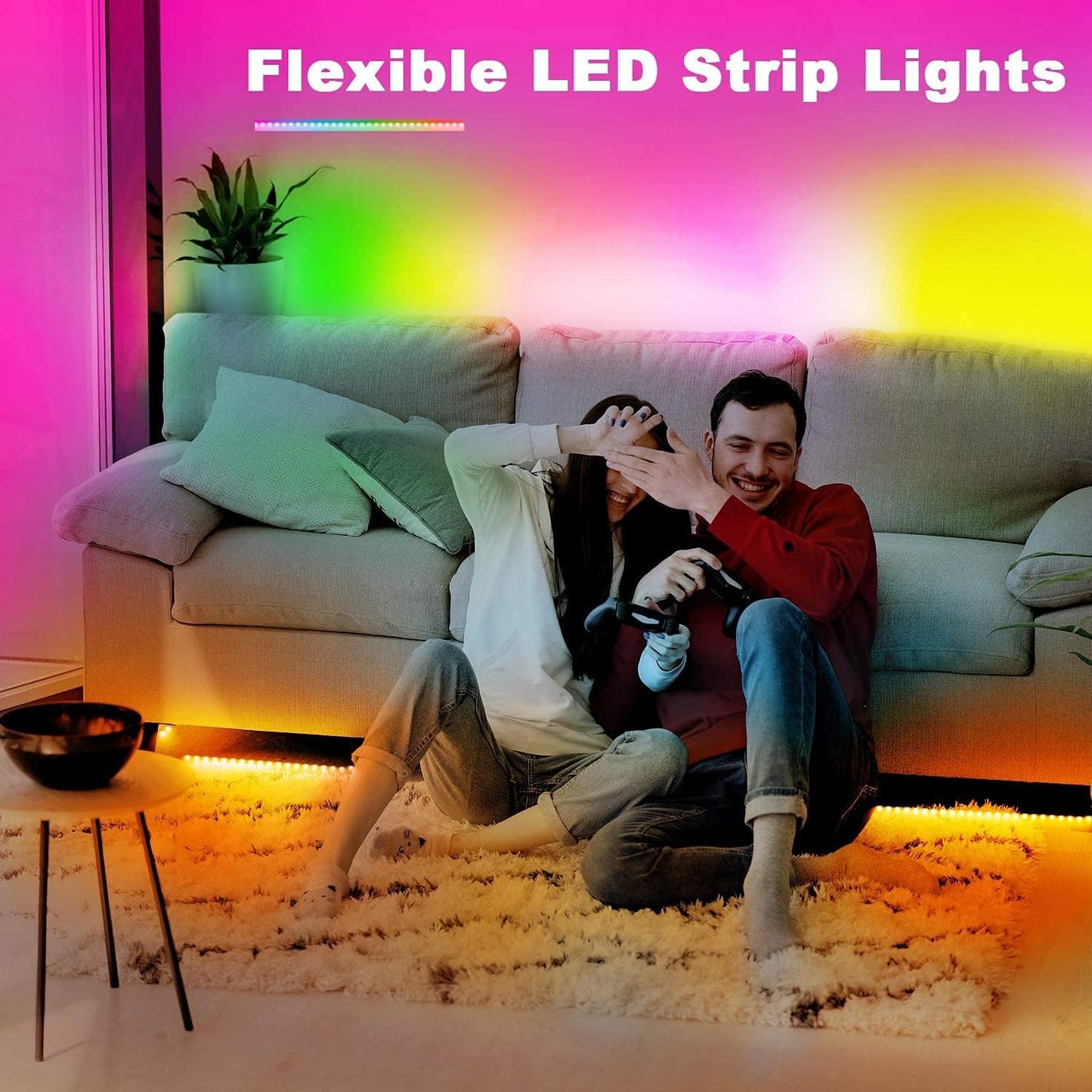 PHOPOLLO RGB LED Strip Lights – Bedroom Aesthetic Decor with 16 Million Colors and Remote Control