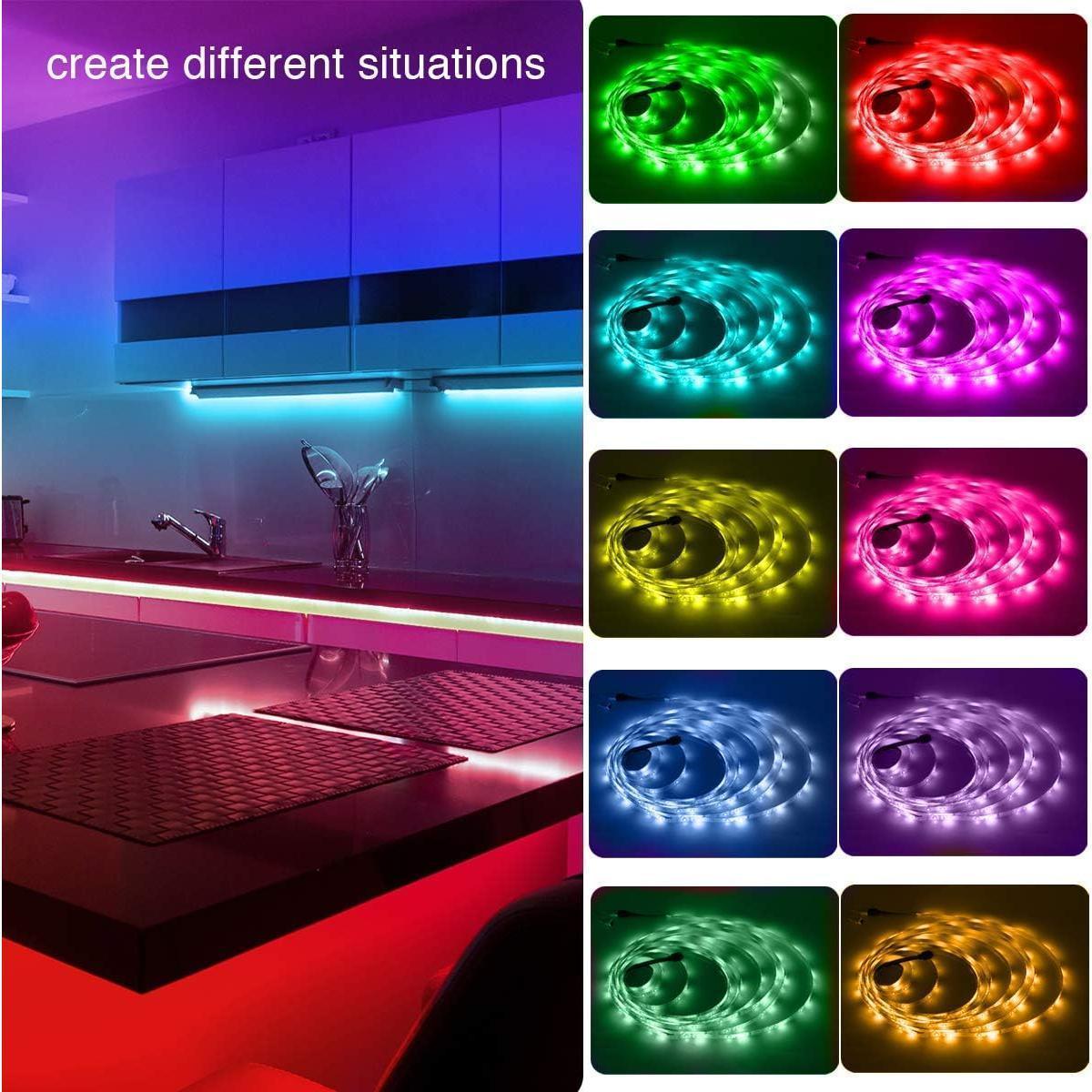 PHOPOLLO RGB LED Strip Lights – Bedroom Aesthetic Decor with 16 Million Colors and Remote Control