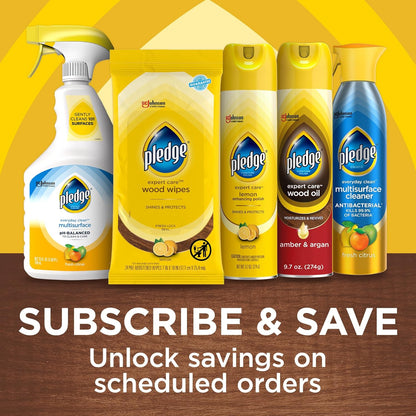 Pledge Expert Care Enhancing Wood Wipes – Lemon Scent for Dining Room Wood Furniture and Living Room Decor Refresh