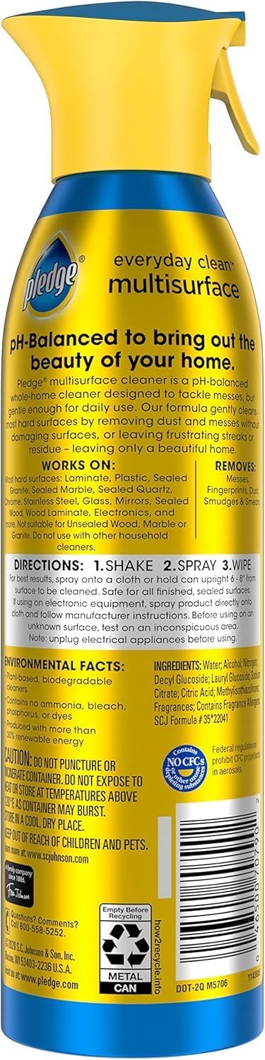 Pledge pH-Balanced Multisurface Spray for Intentional Living Spaces, Residue-Free Sealed Stone Care