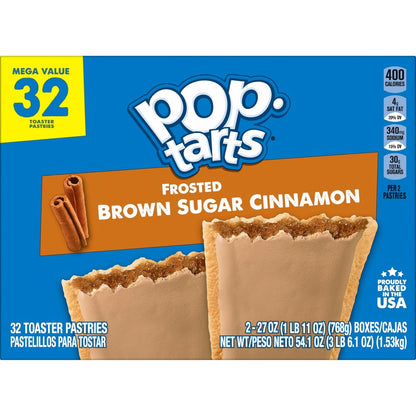 Pop-Tarts Brown Sugar Cinnamon Breakfast Bars – On-the-Go Snack for College Students and Office Teams, 32 Pack