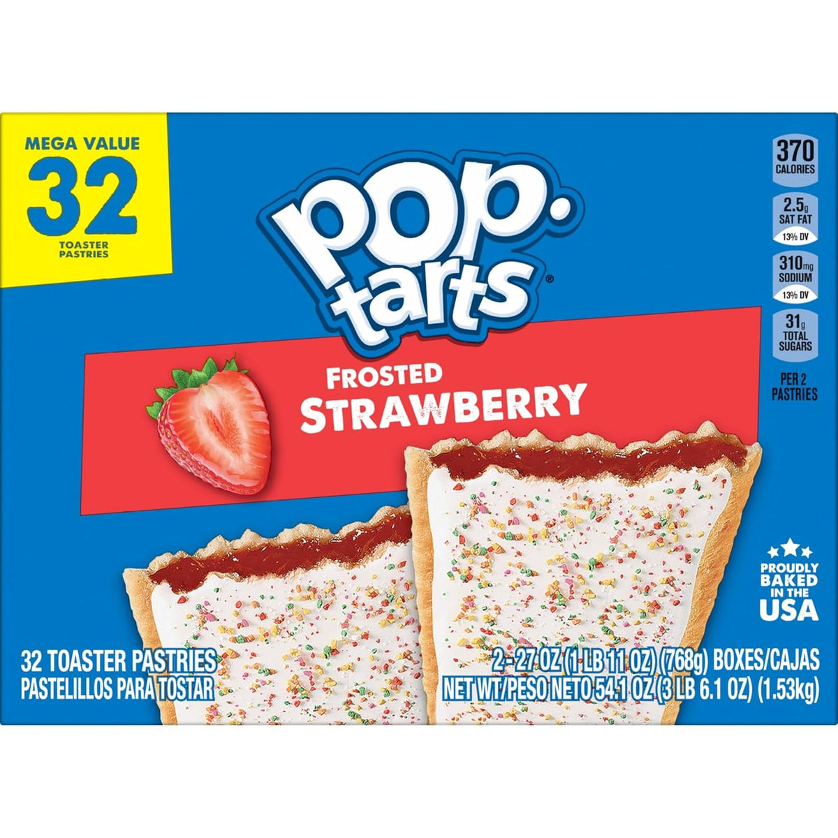 Pop-Tarts Toaster Pastries Frosted Strawberry 32-Count Box – Easy Breakfast Solution for College Students and Young Professionals