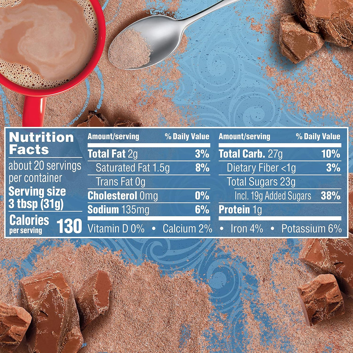powdered hot cocoa mix made with real nonfat milk