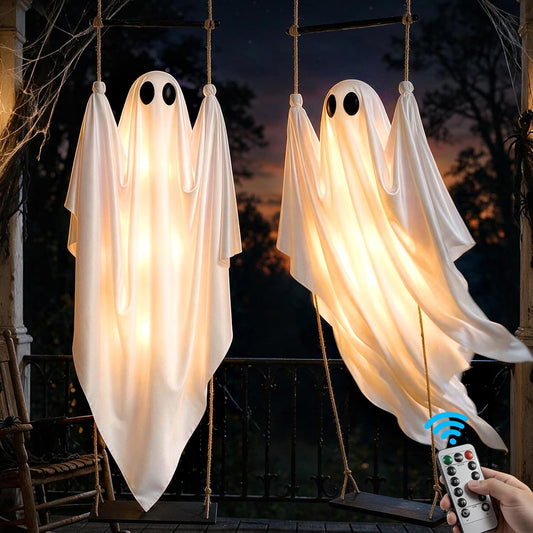 pre-assembled 5 ft swinging ghost design in a 2-pack