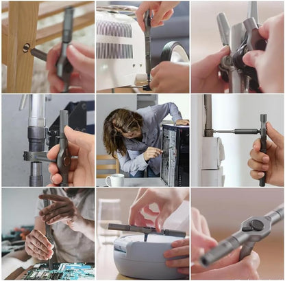 PrecisionTool 42-in-1 Magnetic Ratchet Screwdriver Set – Clean-Lined Grey Repair Kit for Uncluttered Workspaces, One Case Replaces Many Tools