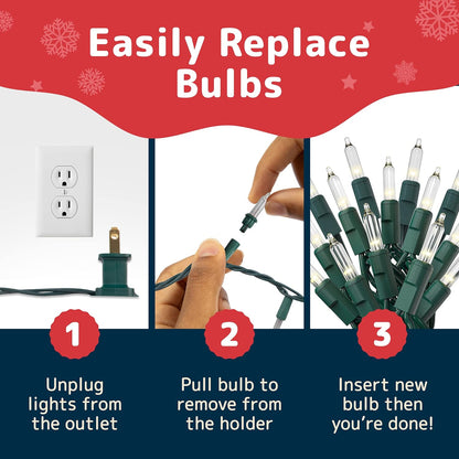 PREXTEX Weather-Rated Clear String Lights – Open-Air Patio and Porch Decor with Expandable Coverage Up to 1000 Bulbs