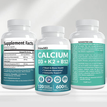 PrimeMD 4-in-1 Vegan Calcium B12 – Morning Routine Anchor for Working Parents, 120ct