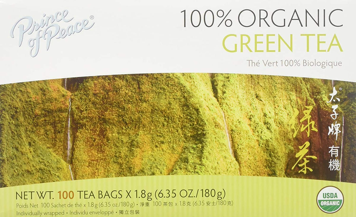 Prince of Peace Organic Green Tea – 100 Count Bulk Box for Break Room Pantries and Shared Office Wellness Programs
