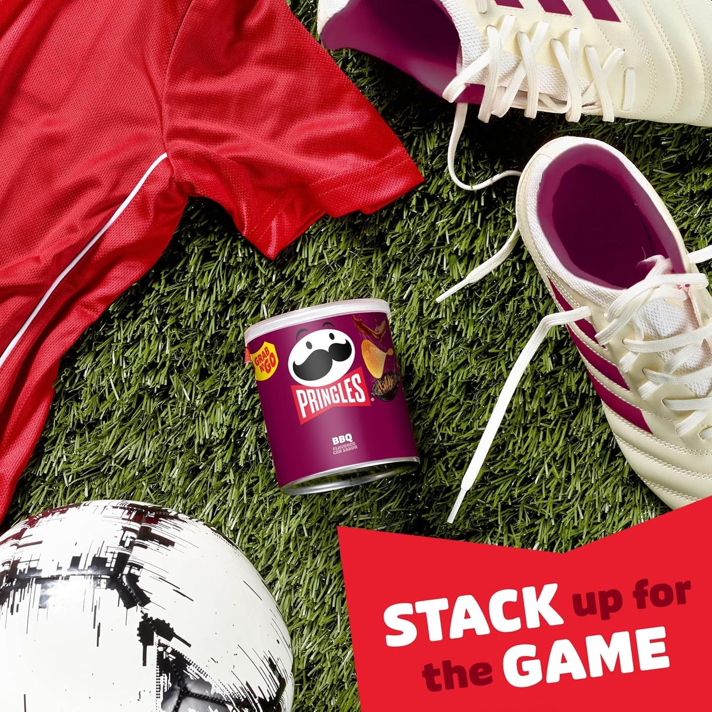 Pringles BBQ Grab N' Go – Travel and Road Trip Snack for Car Cup Holders, 12 Stackable Cans