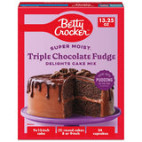 Betty Crocker Super Moist Triple Chocolate Fudge Cake Mix for Everyday Home Baking, Kosher Triple Chocolate Fudge 13.25 oz