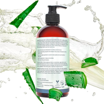 PURA D'OR Organic Aloe Vera Gel – Zero Artificial Preservatives Safe Hydration for Sensitive Skin