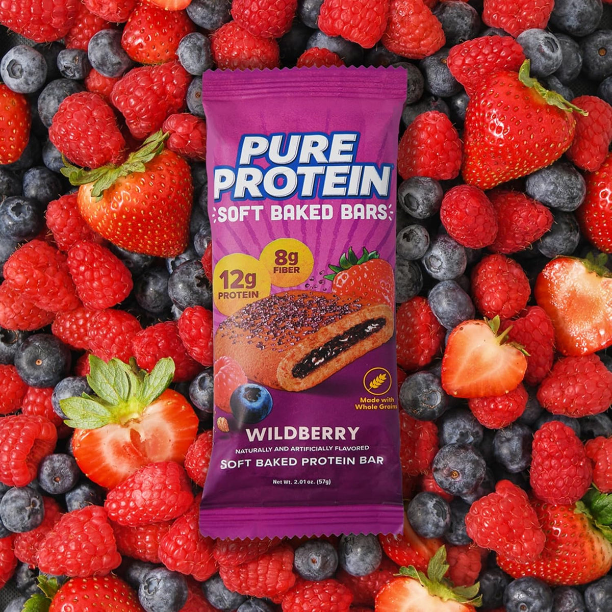 Pure Protein Wildberry Soft Baked Bars – Pantry Staple for Work-From-Home Fuel, Individually Wrapped Grab-and-Go Bars