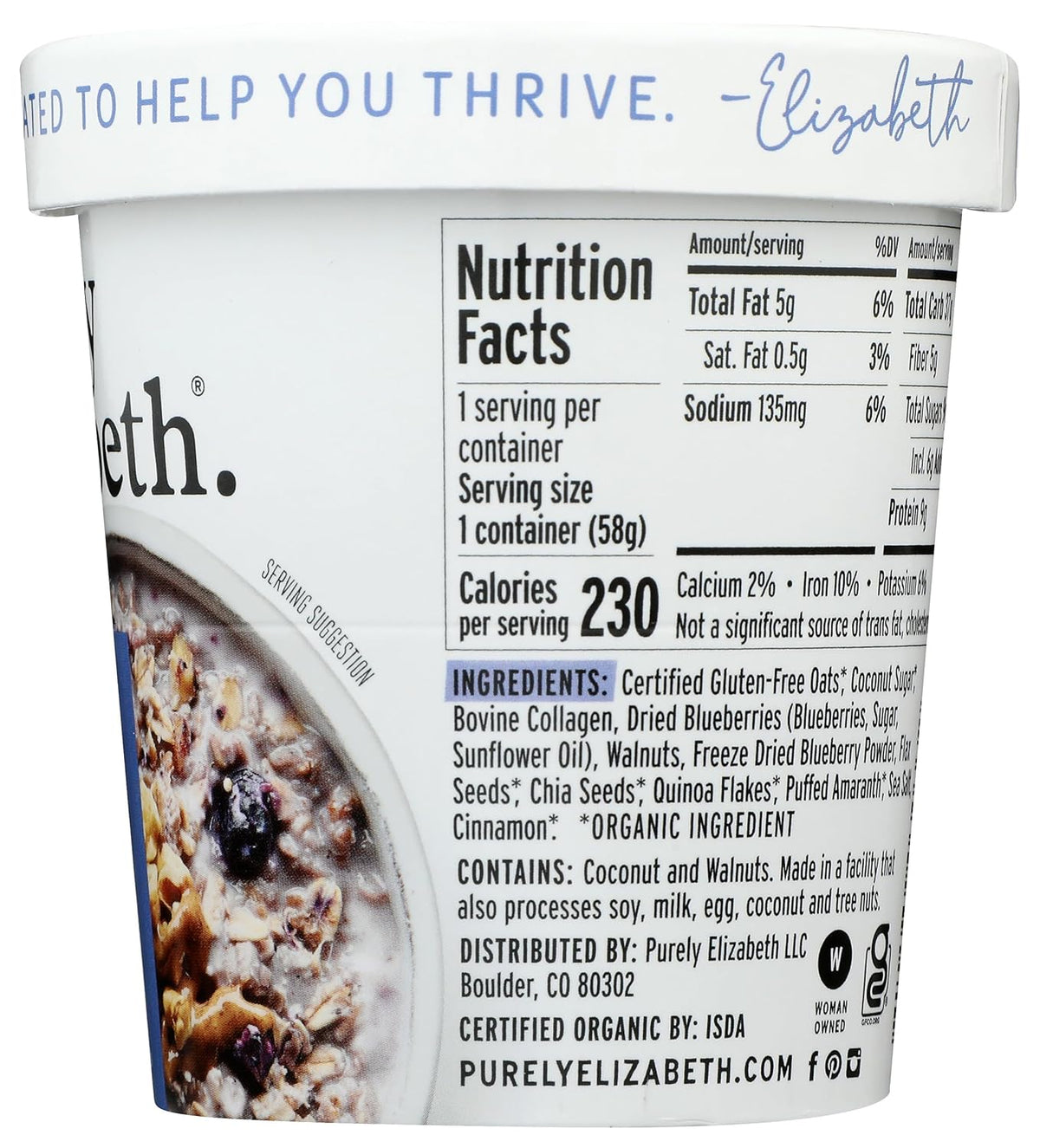 Purely Elizabeth Blueberry Walnut Protein Oats – Commute-Friendly Single-Serve Pouch for the Car or Train