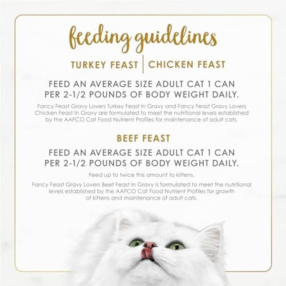 Purina Fancy Feast Gravy Lovers Wet Cat Food – Complete Balanced Poultry and Beef Recipes for Stress-Free Senior Cat Feeding Stations
