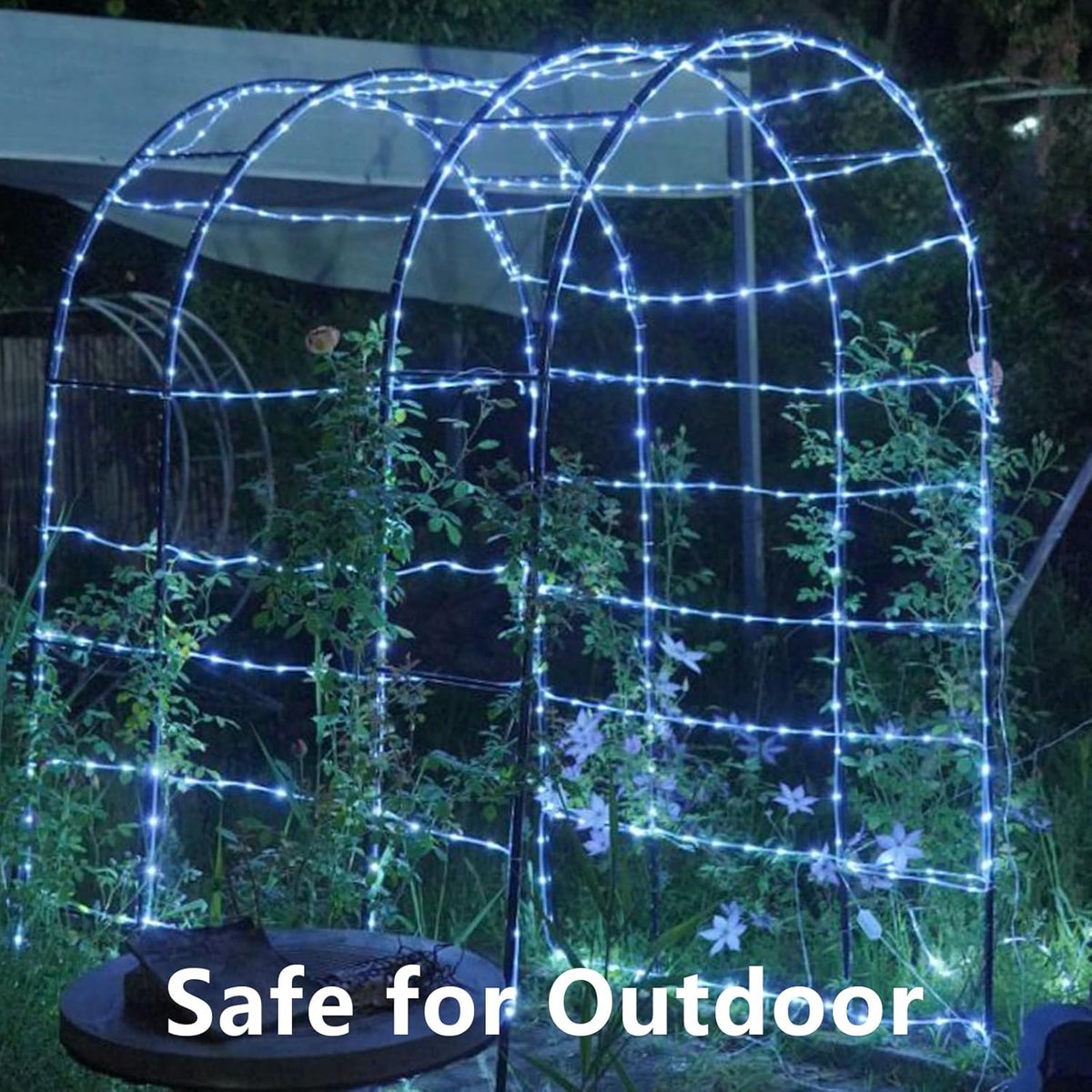 QITONG Solar Rope Lights – Clear PVC Tube Cozy Atmosphere Decor for Gazebo and Shelving, 66ft