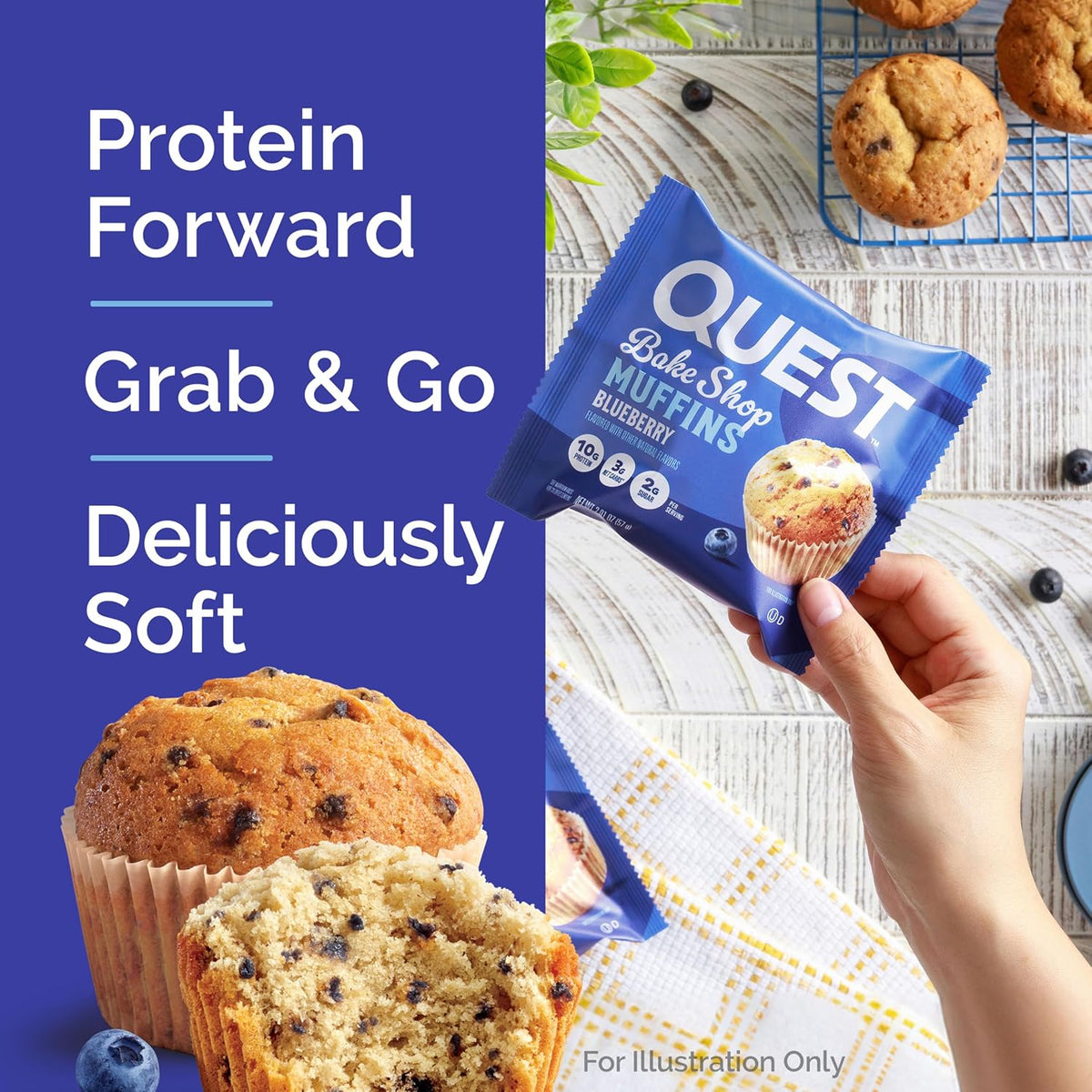 Quest Bake Shop Blueberry Muffins – Travel-Friendly Protein Snack for Flights, Road Trips, and Hotel Stays, 4 Count