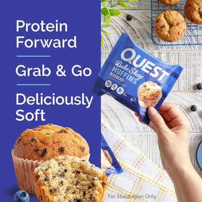 Quest Bake Shop Blueberry Muffins – Travel-Friendly Protein Snack for Flights, Road Trips, and Hotel Stays, 4 Count