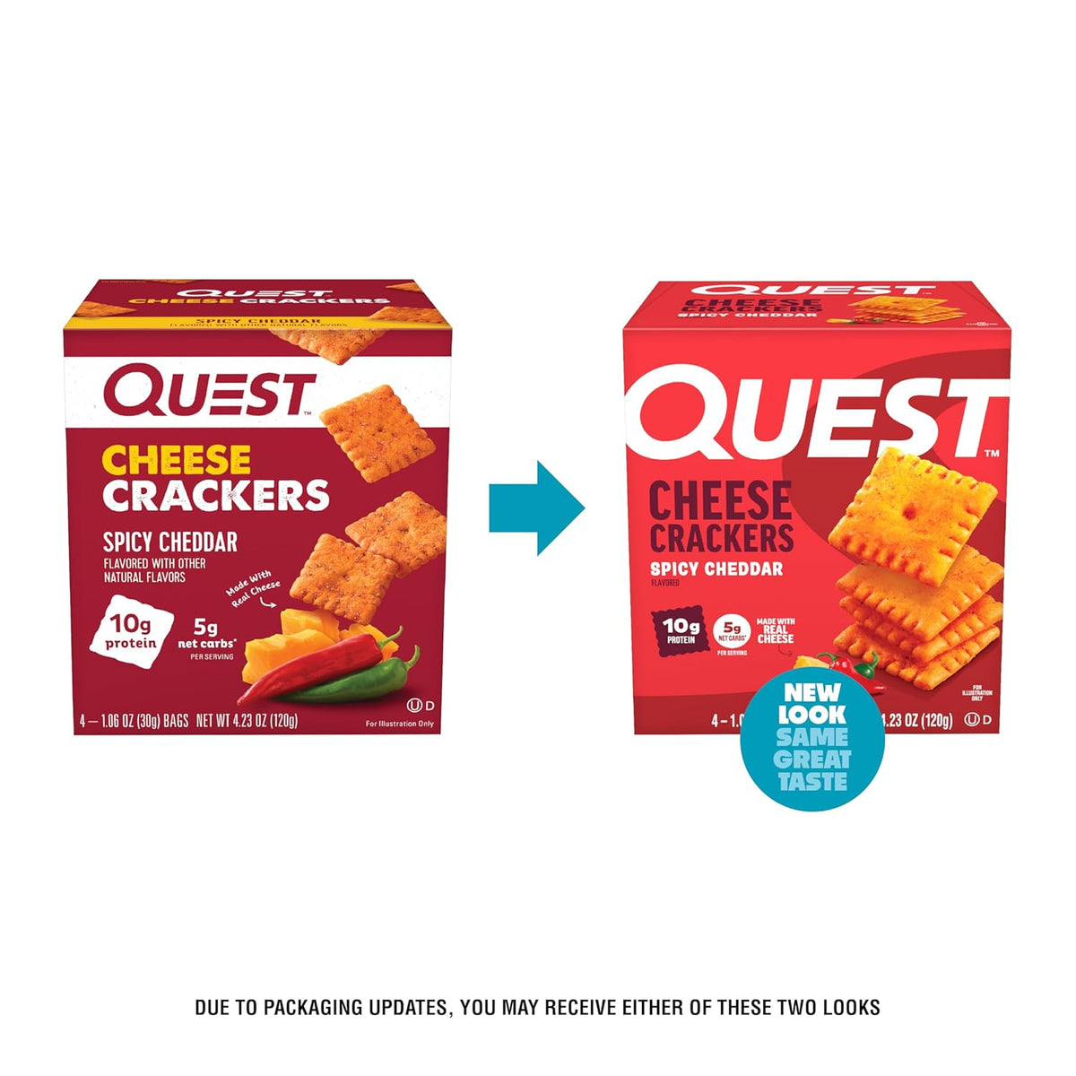Quest Nutrition Cheese Crackers – Mindful Low-Carb Snack for Self-Care Sundays, Spicy Cheddar 4-Count